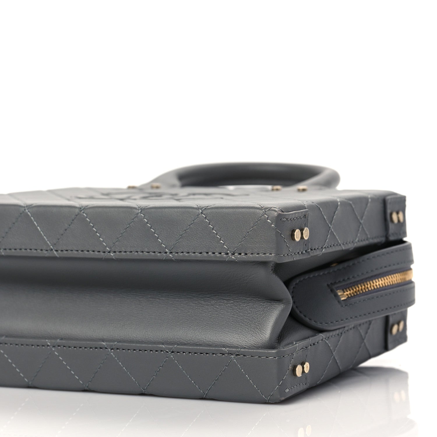 Chanel Calfskin Quilted Studded Square Vanity Case Grey 8 of 8