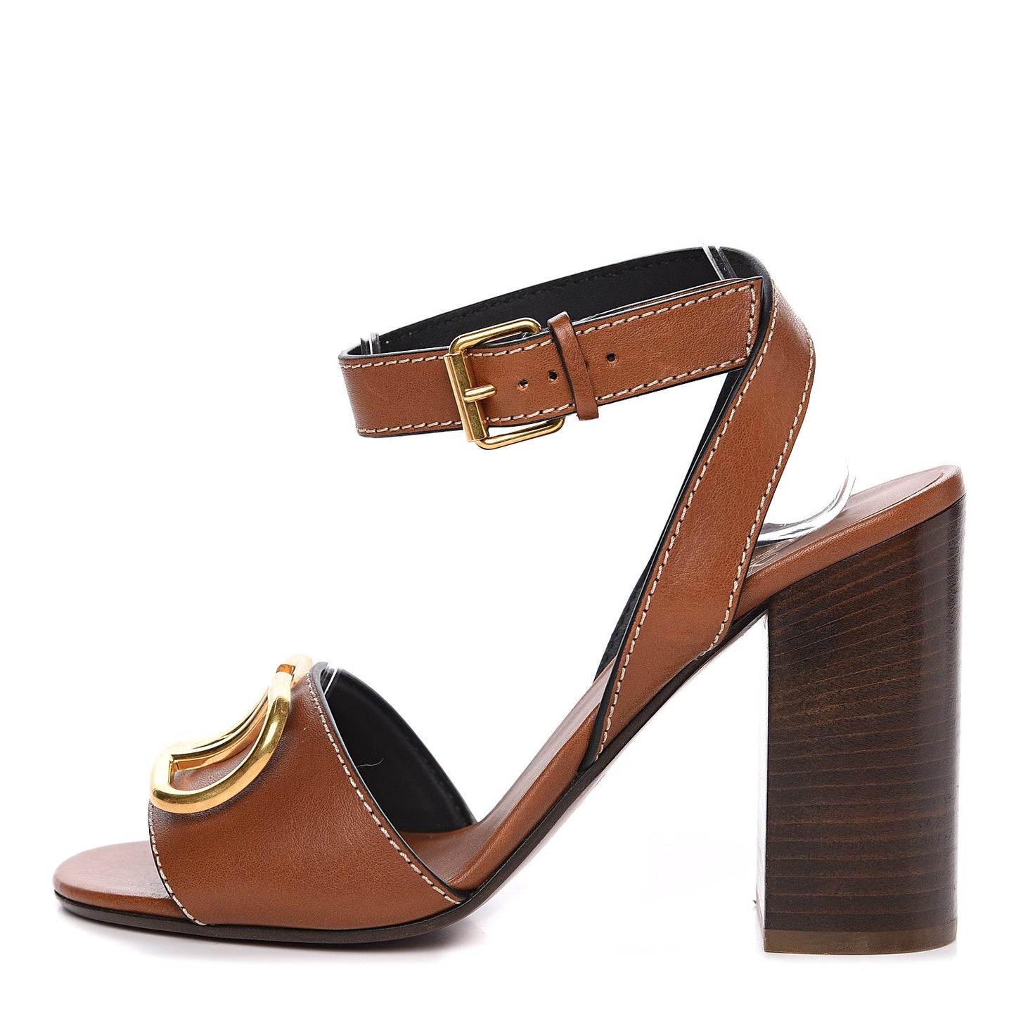 Grainy Cowhide VLogo Sandals 37 Cuoio