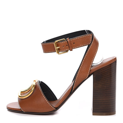 Valentino Garavani Grainy Cowhide VLogo Sandals 37 Cuoio 1 of 9