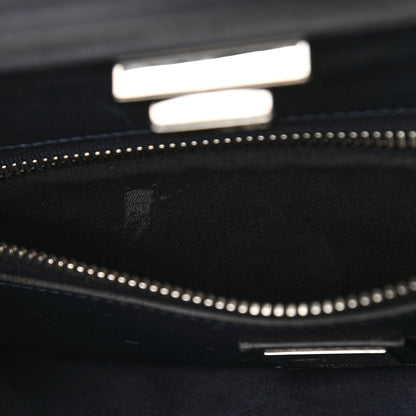Fendi Vitello Seta Waves Bi-Color Medium Peekaboo Iconic Satchel Blue Notte Mostarda 18 of 20