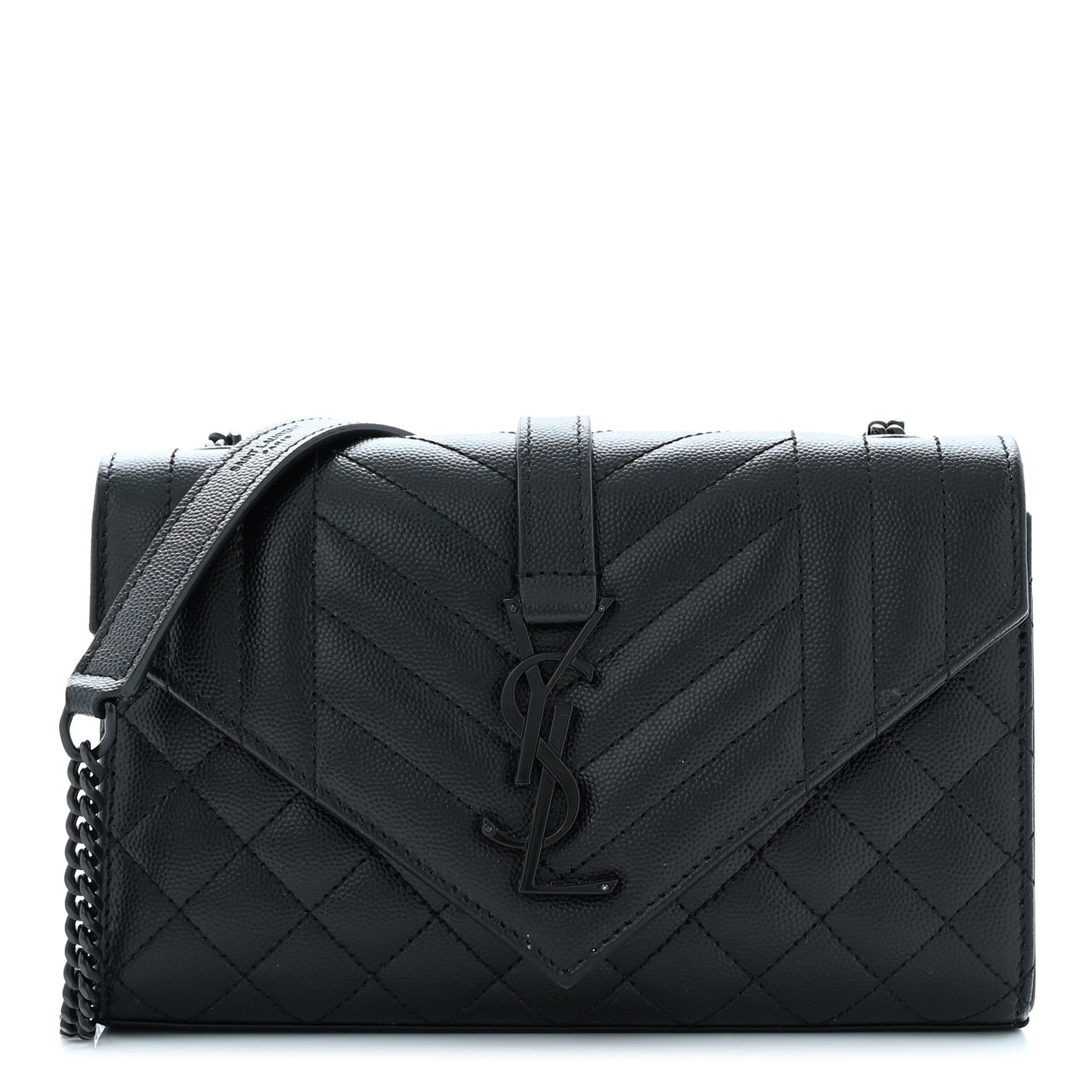 Grain De Poudre Textured Mixed Matelasse Triquilt Small Monogram Monochrome Satchel Black