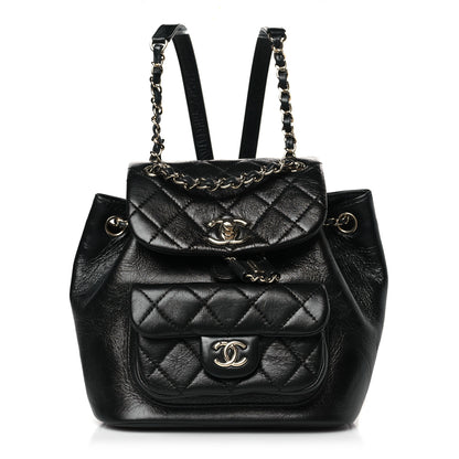 Chanel Glazed Aged Calfskin Quilted Small Duma Drawstring Backpack Black 1 of 9