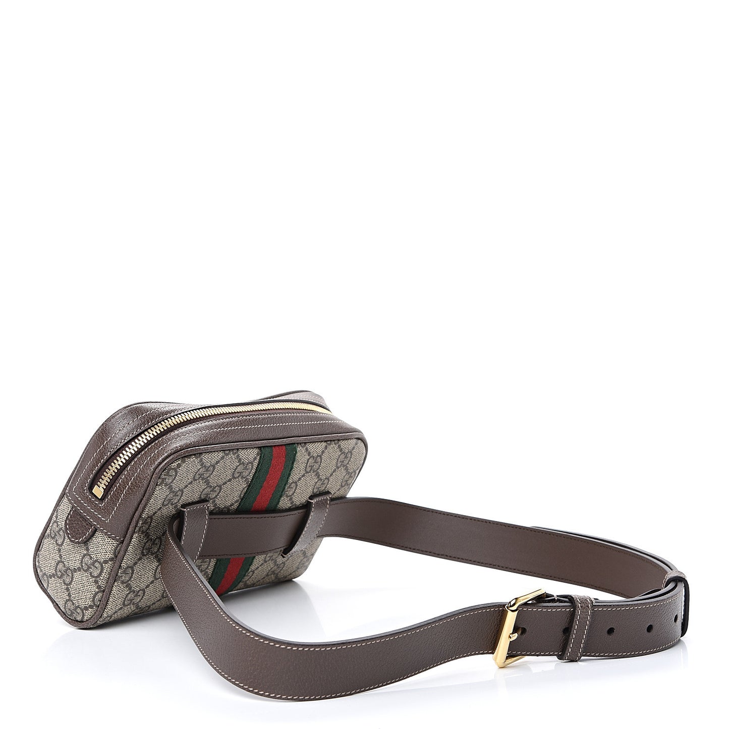 GG Supreme Monogram Web Small Ophidia Belt Bag 95 38 Dark Brown