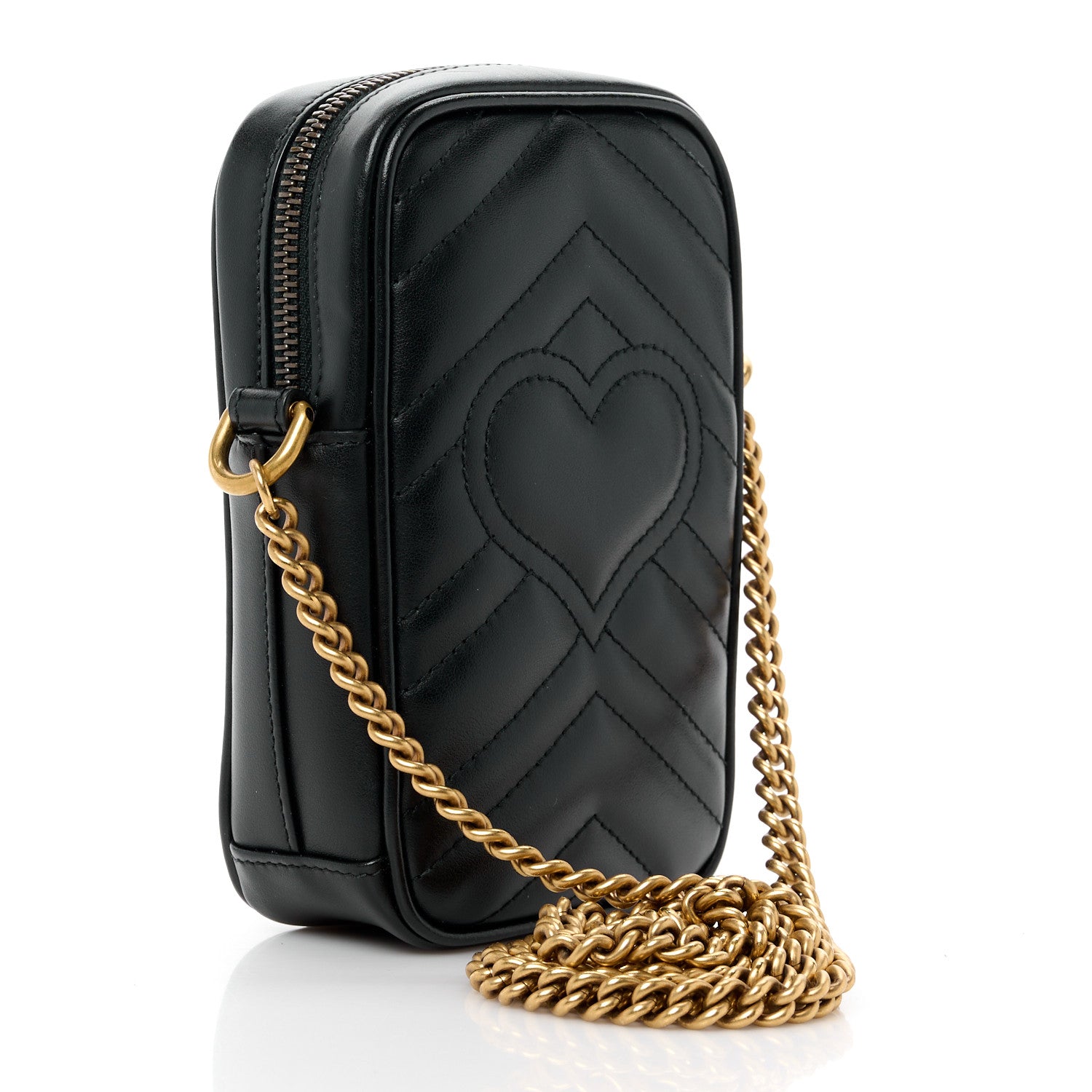 Gucci Calfskin Matelasse Mini GG Marmont Crossbody Bag Black 3 of 12