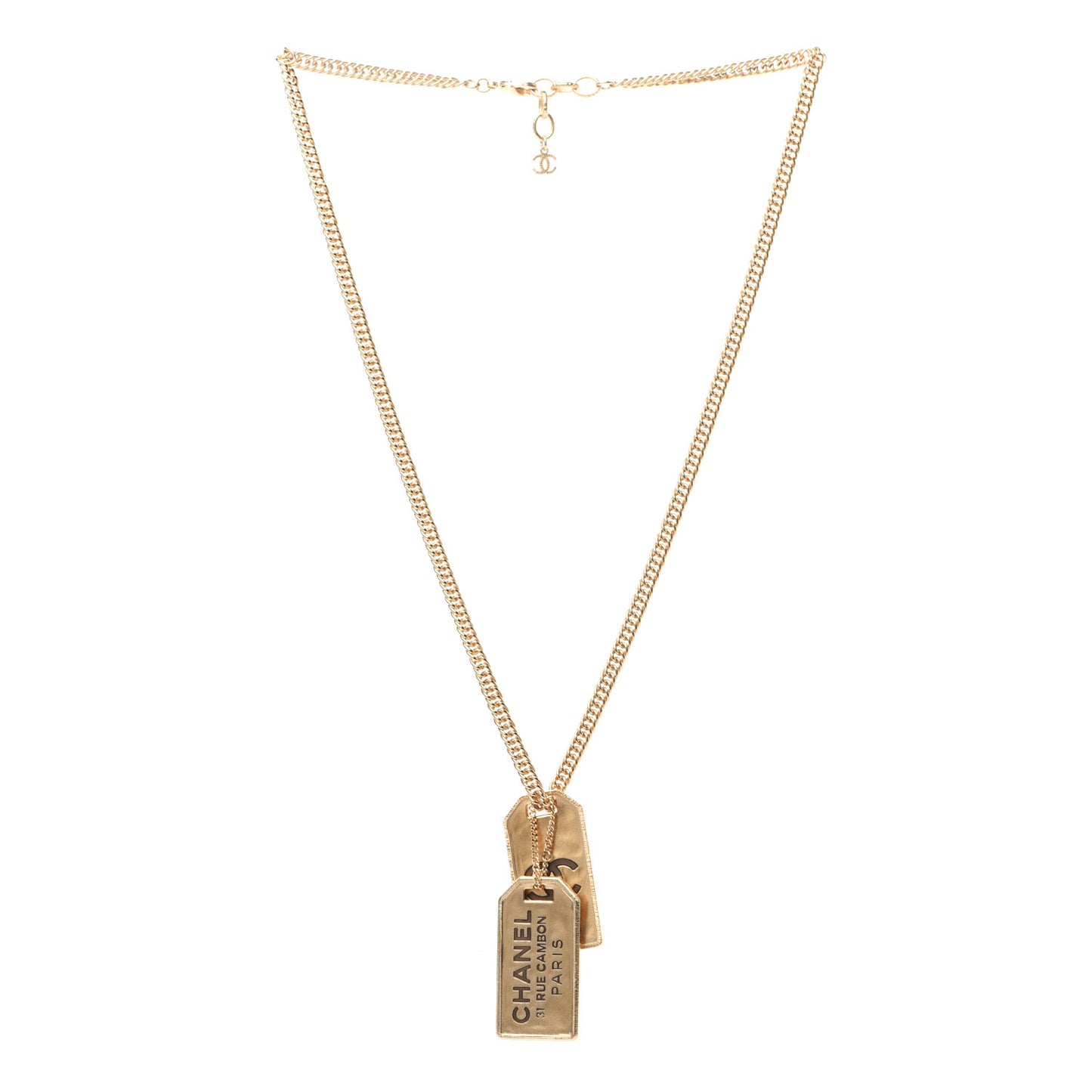 ID Dog Tag Charm Necklace Gold