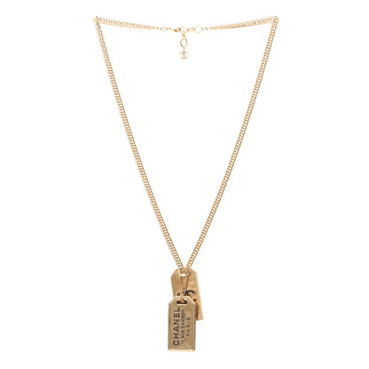 Chanel ID Dog Tag Charm Necklace Gold 2 of 6