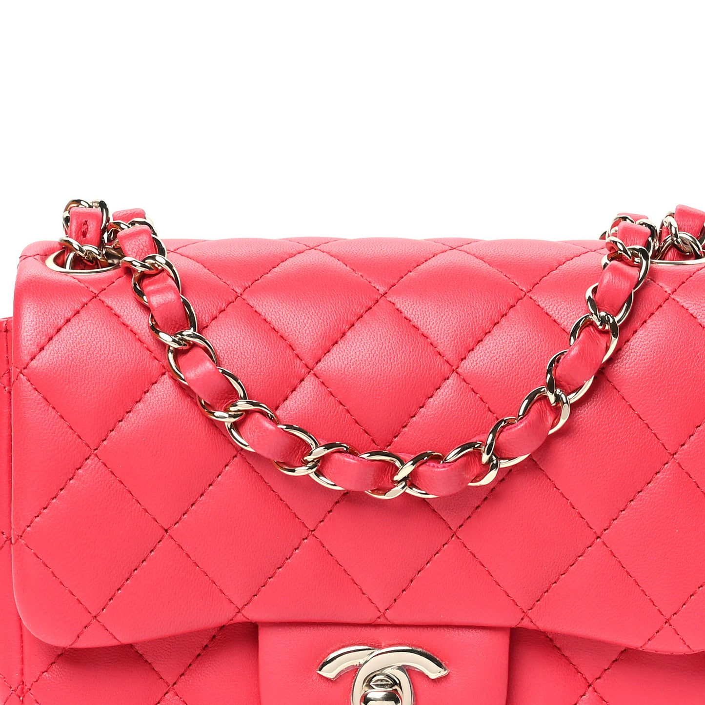 Lambskin Quilted Mini Square Flap Dark Pink
