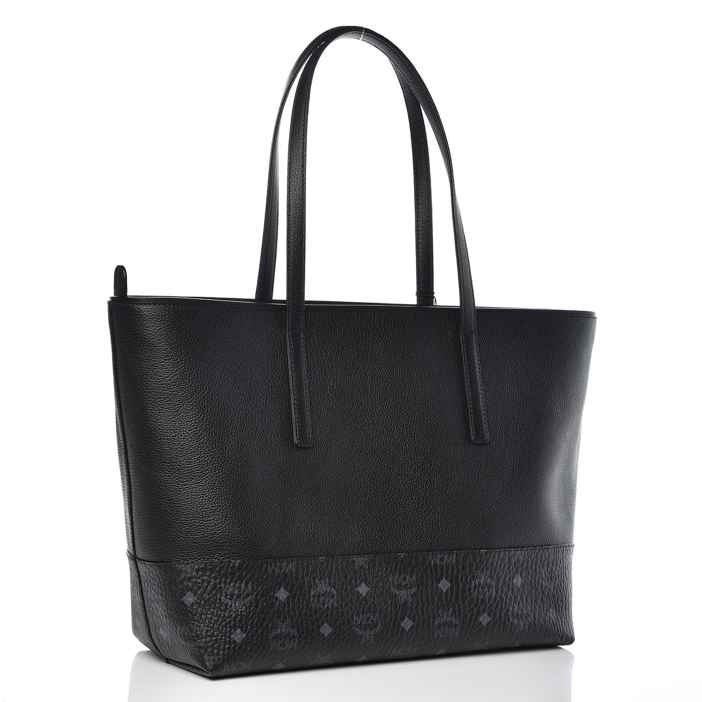 Calfskin Visetos Anya Shopper Tote Black