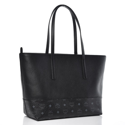MCM Calfskin Visetos Anya Shopper Tote Black 3 of 9