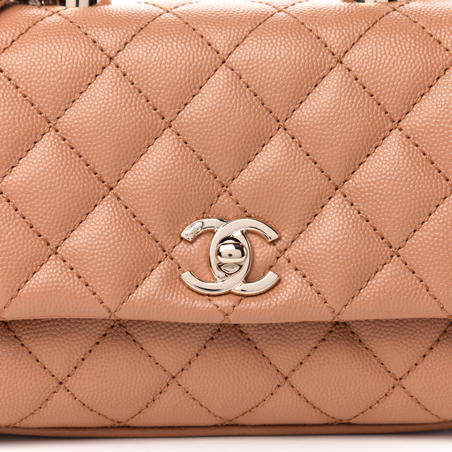 Caviar Lizard Embossed Quilted Extra Mini Coco Handle Flap Brown