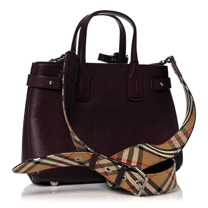 Burberry Grainy Calfskin House Check Small Banner Tote Mahogany Red 3 of 13
