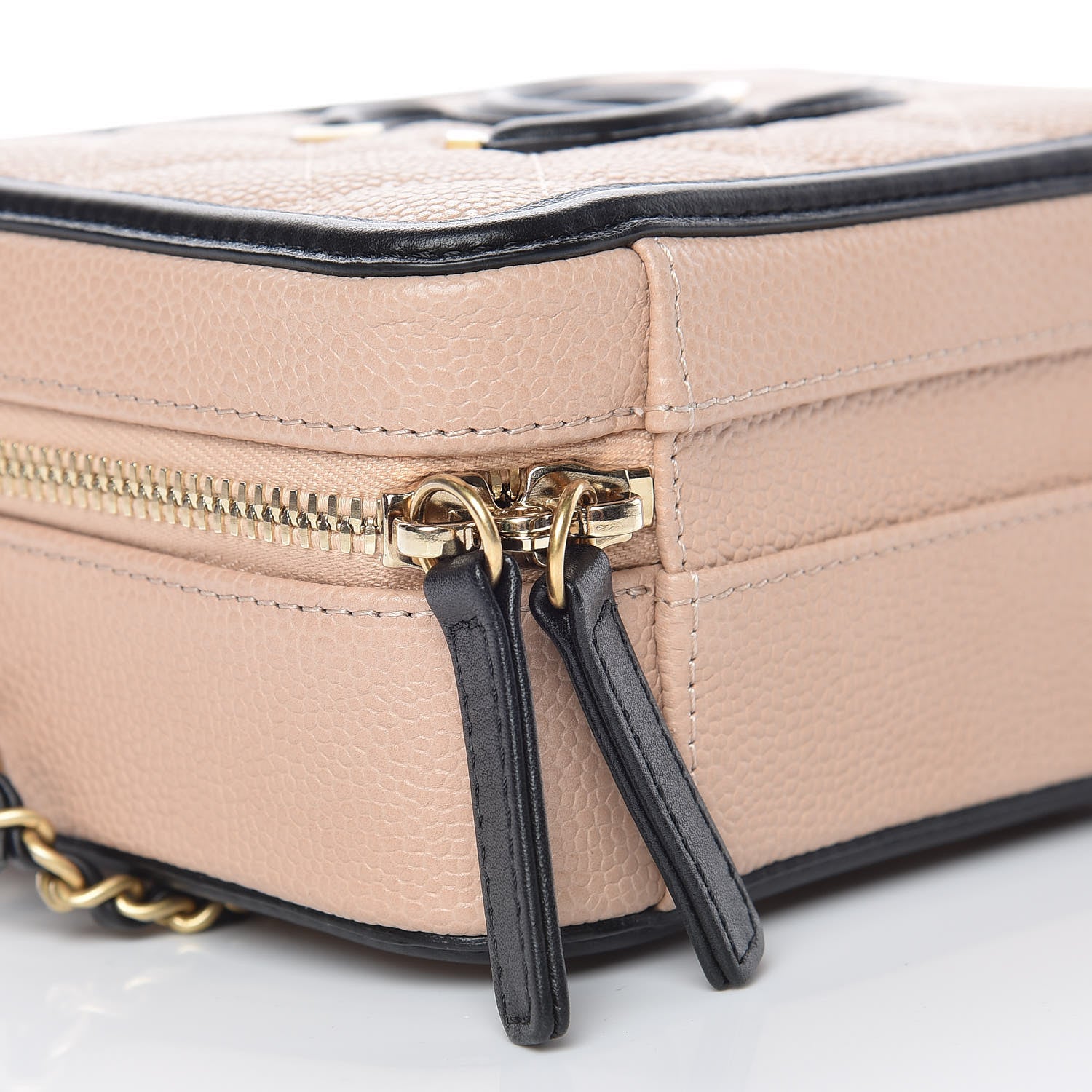 Chanel Caviar Quilted Small CC Filigree Vanity Case Beige Black 5 of 9