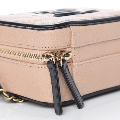 Chanel Caviar Quilted Small CC Filigree Vanity Case Beige Black 5 of 9