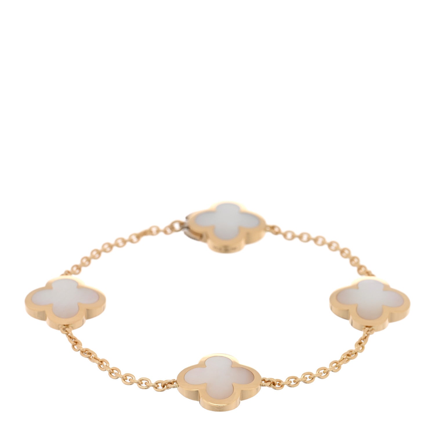 Van Cleef & Arpels 18K Yellow Gold Mother of Pearl 4 Motifs Pure Alhambra Bracelet 1 of 4