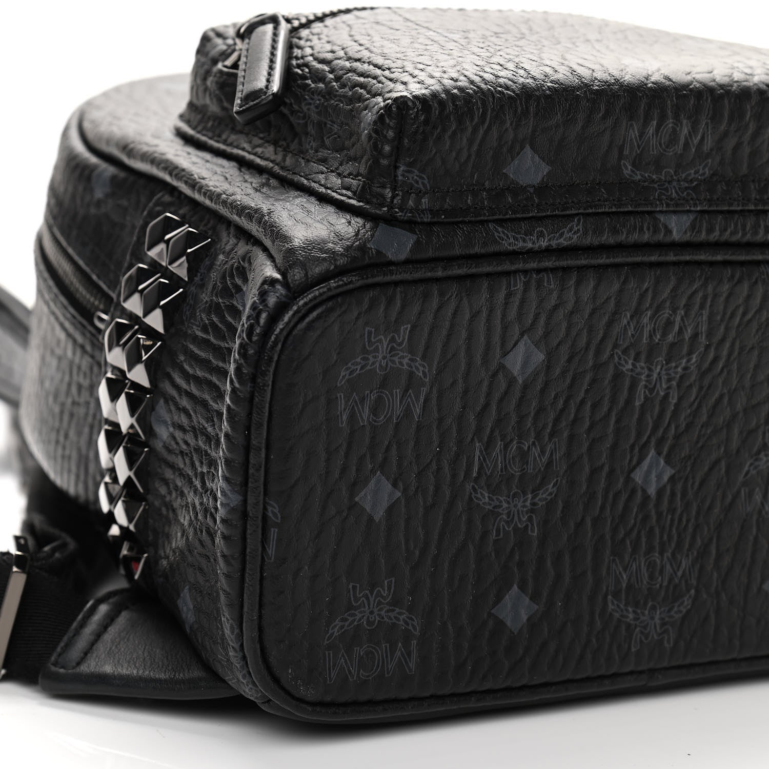 MCM Visetos Side Stud Mini Stark Backpack Black 8 of 9