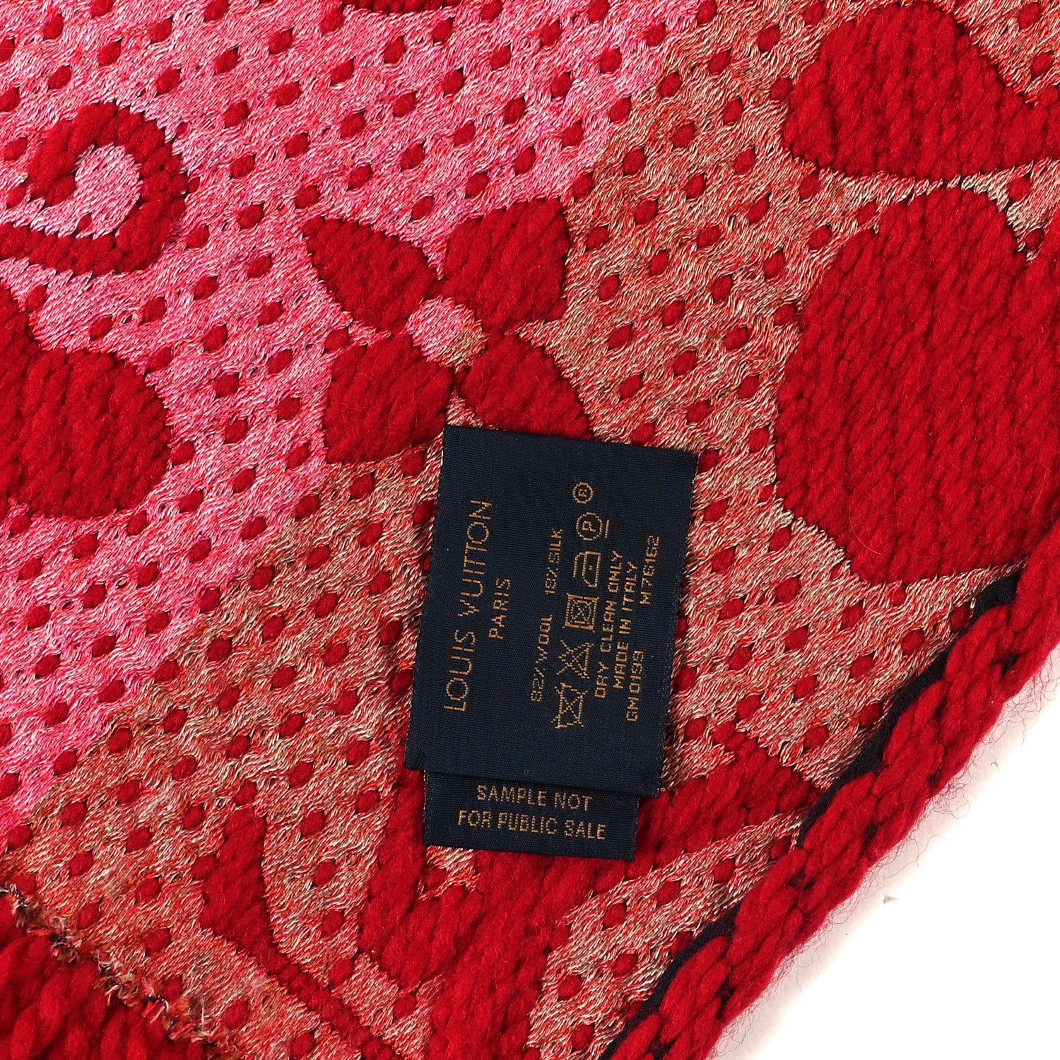 Louis Vuitton Wool Silk Logomania Vuittonite Scarf Red 3 of 3
