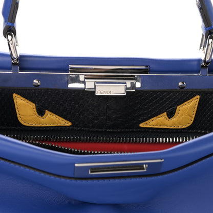 Fendi Vitello Morgan Python Crocodile Monster Eyes Medium Peekaboo Iconic Satchel Blue Neon Sunflower 10 of 13