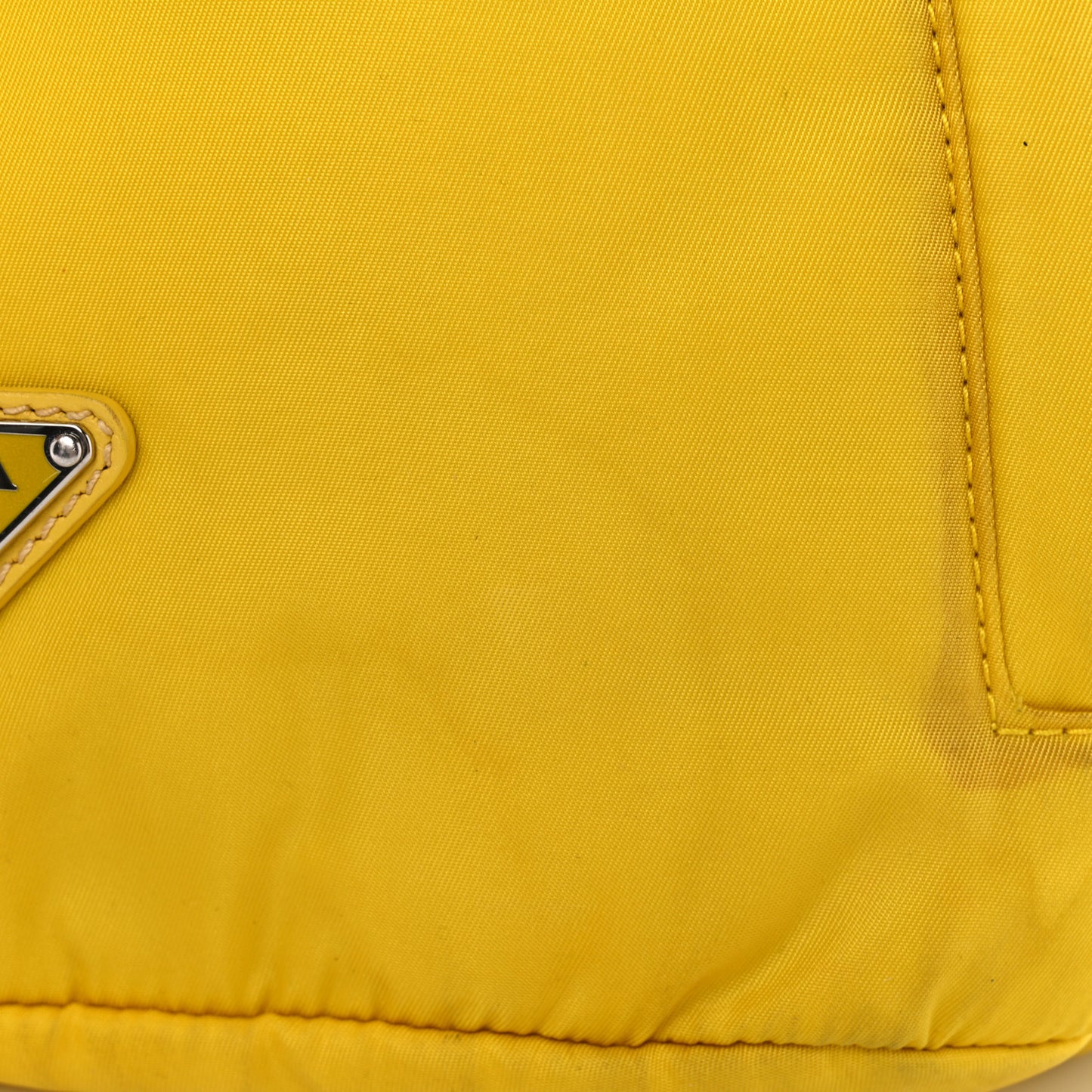 Re-Nylon Vitello Metal Triangle Logo Sling Backpack Giallo