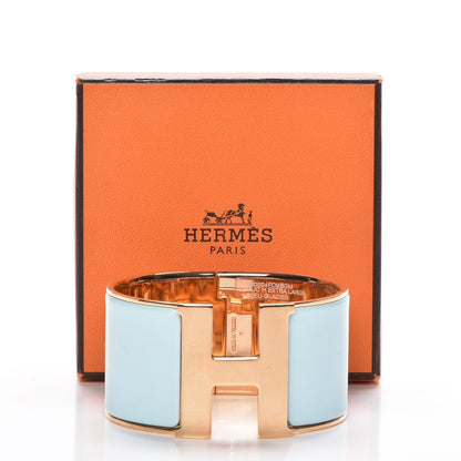 Hermes Enamel Extra Wide Clic Clac H Bracelet GM Bleu Glacier 7 of 7