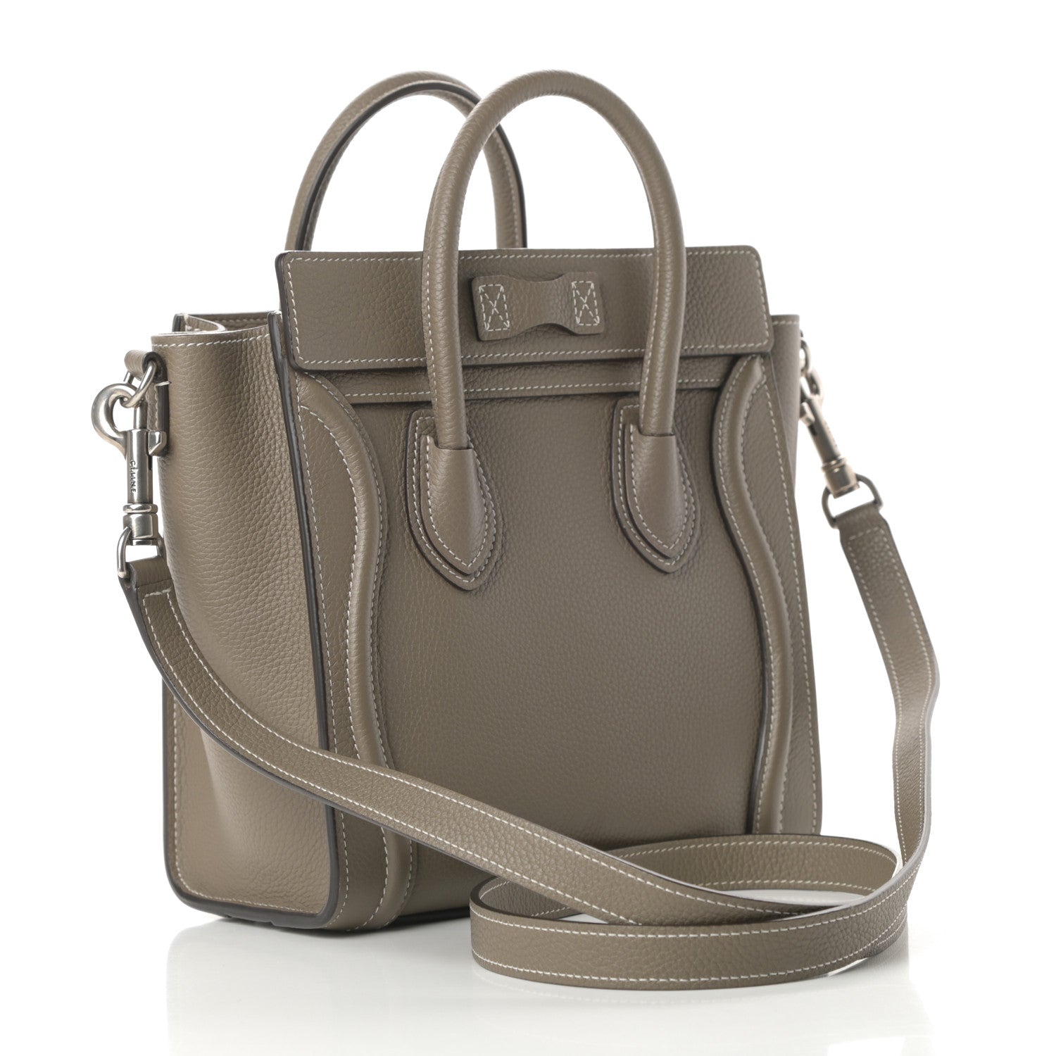 Celine Drummed Calfskin Nano Luggage Souris 3 of 12