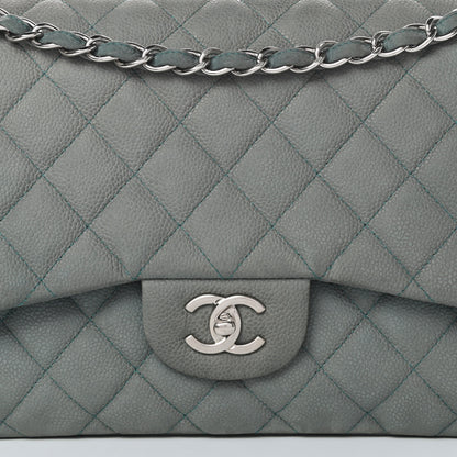 Chanel Iridescent Caviar Quilted Jumbo Double Flap Turquoise 7 of 13