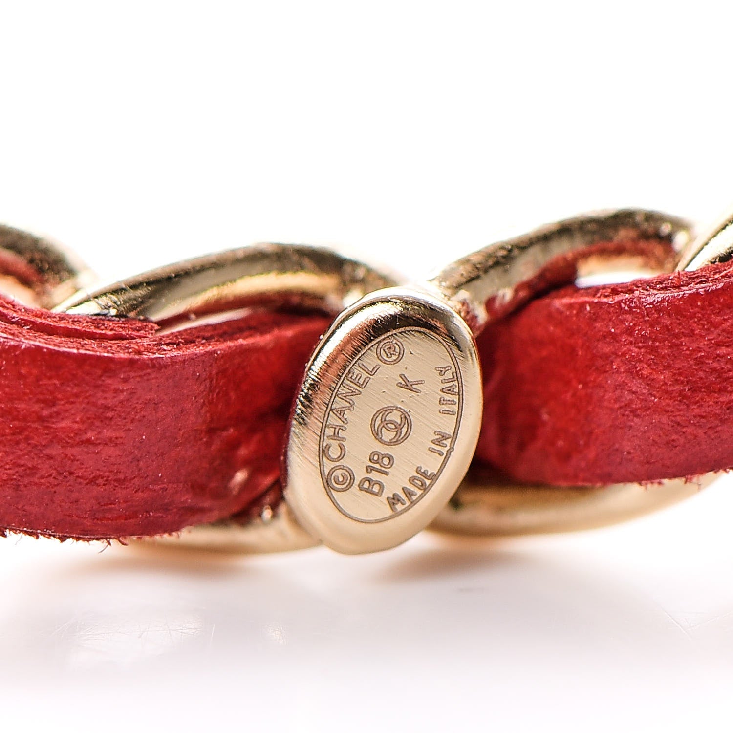 Chanel Lambskin Chain Logo Brooch Red Gold 5 of 8