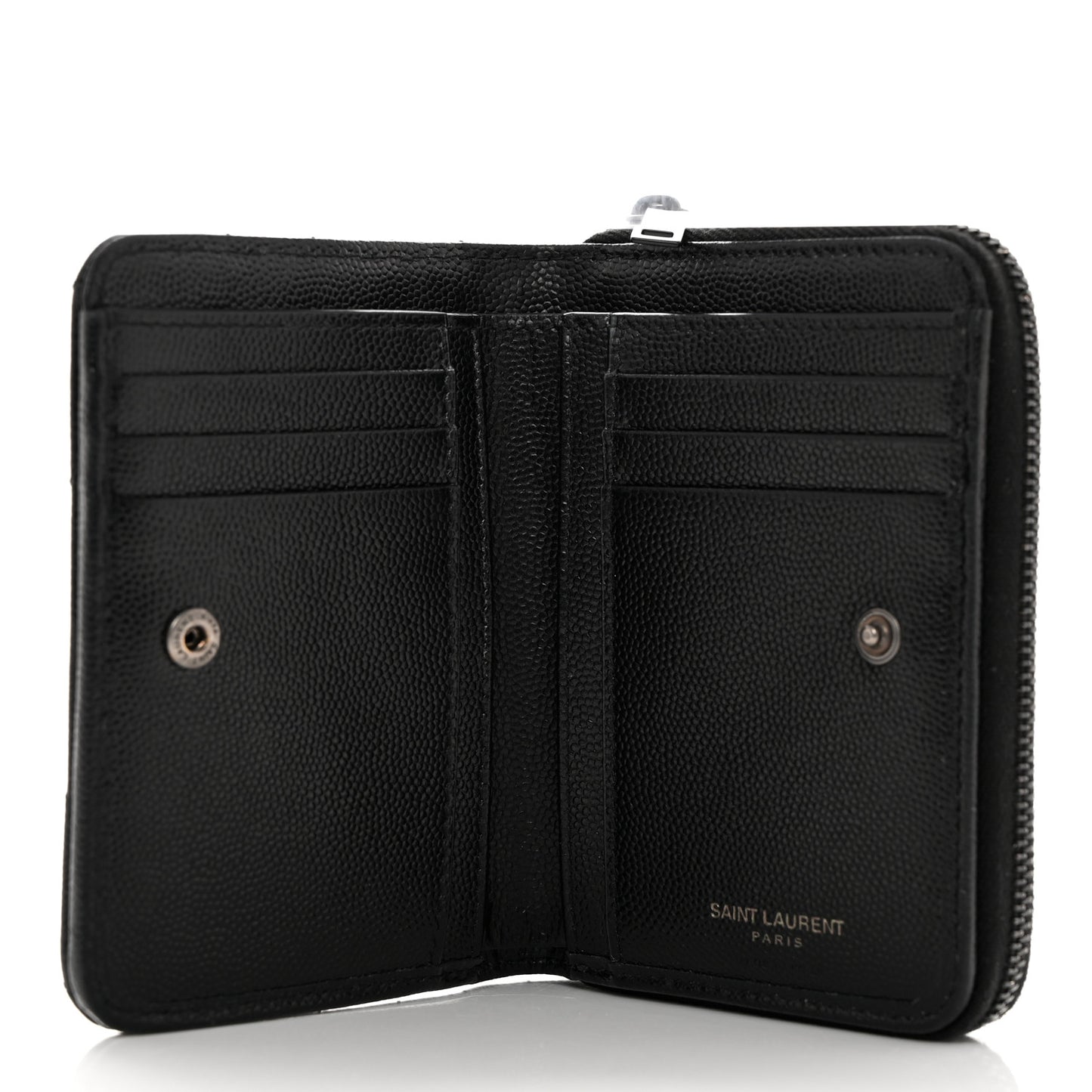 Grain De Poudre Matelasse Chevron Monogram Monochrome Compact Zip Around Wallet Black