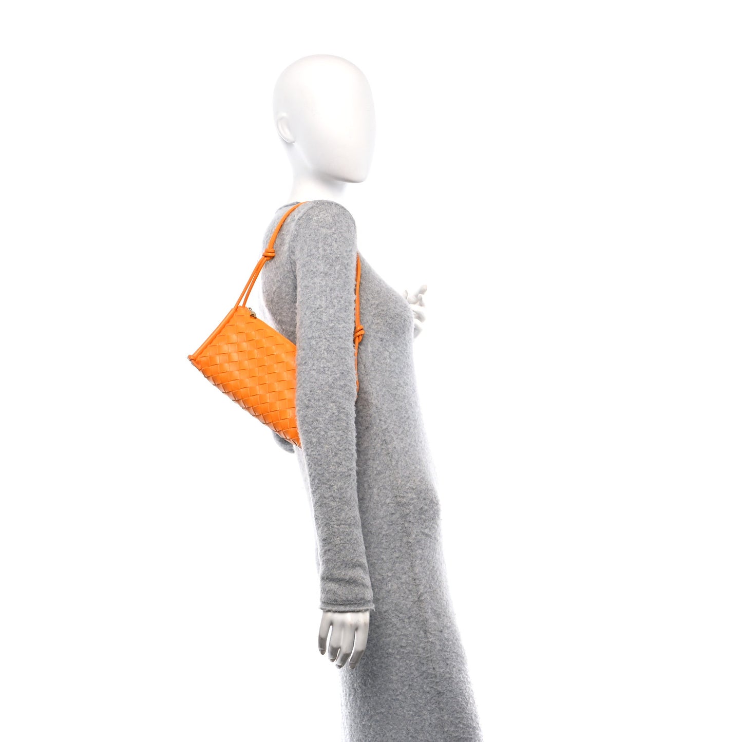 Nappa Intrecciato Pouch On Strap Tangerine