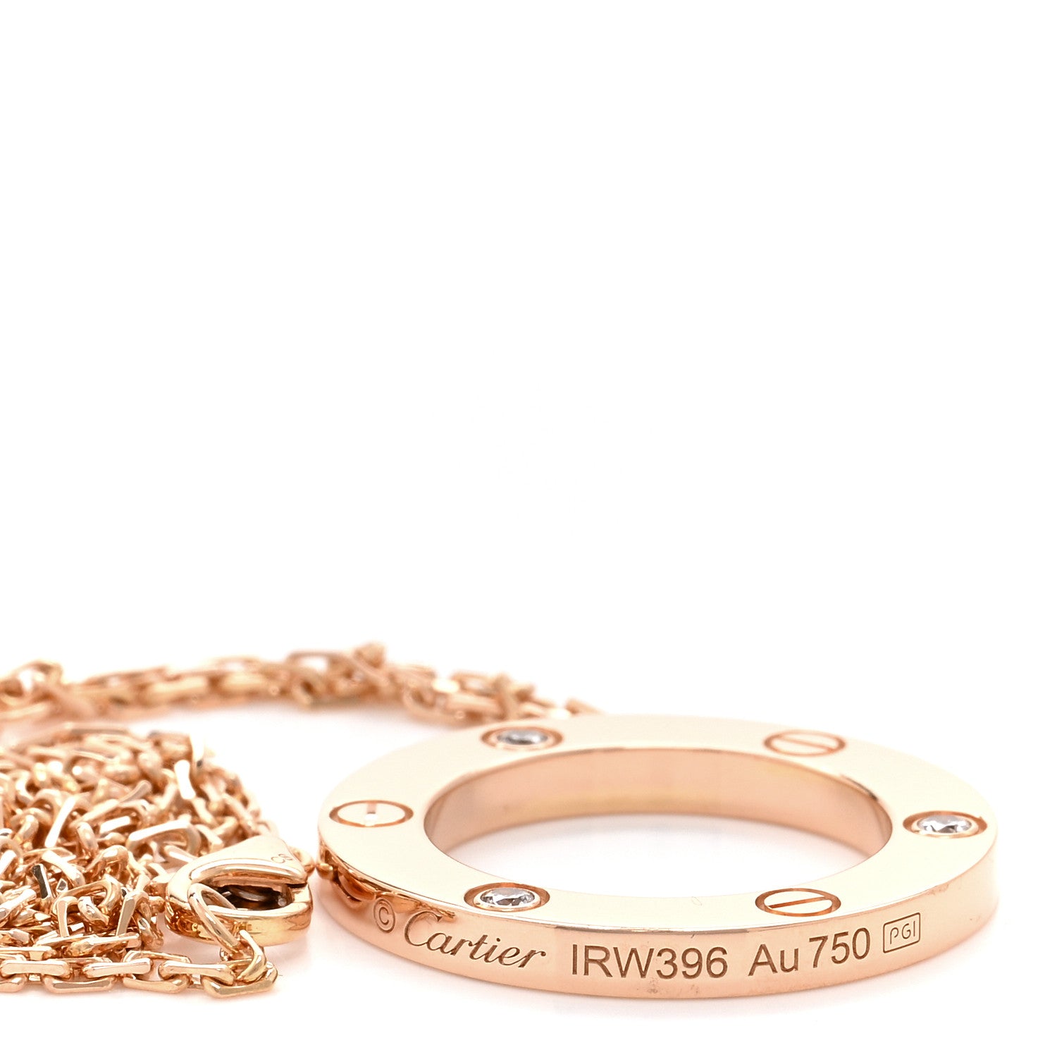 Cartier 18K Pink Gold 3 Diamonds LOVE Pendant Necklace 4 of 6