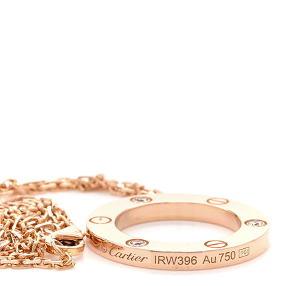 Cartier 18K Pink Gold 3 Diamonds LOVE Pendant Necklace 4 of 6