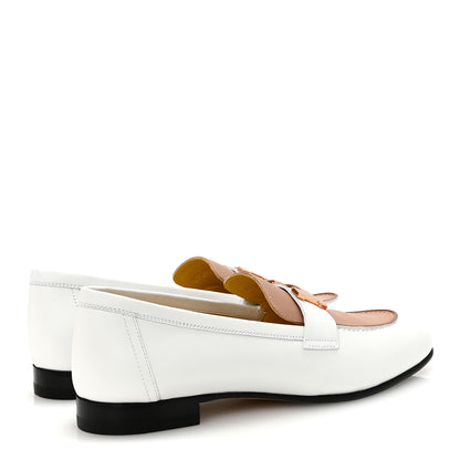 Hermes Calfskin Womens Paris Loafers 37.5 White Bois De Santal 5 of 10