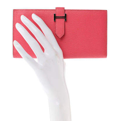 Hermes Chevre Mysore Bearn Gusset Wallet Rose Lipstick 2 of 7