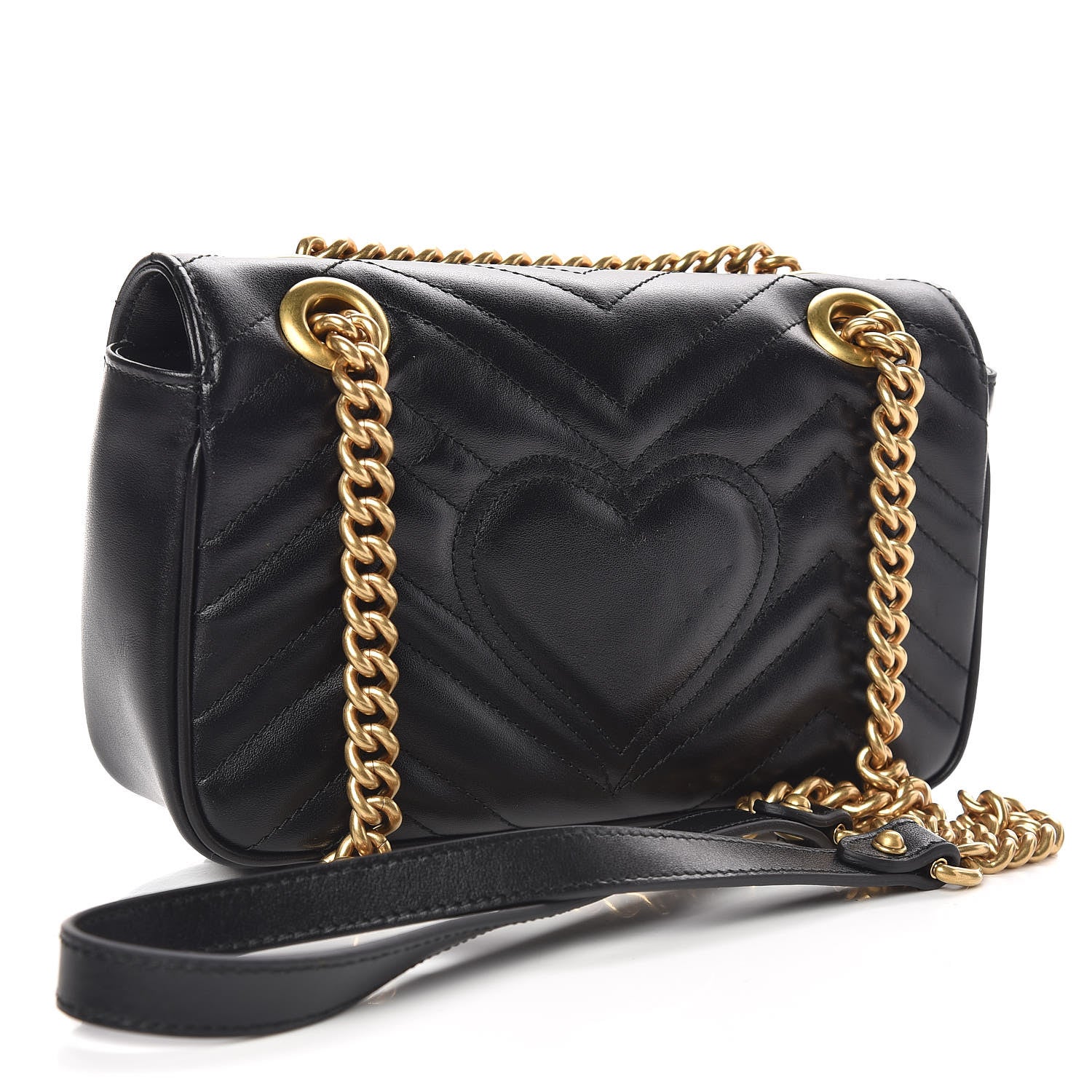 Gucci Calfskin Matelasse Mini GG Marmont Shoulder Bag Black 3 of 9