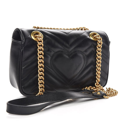 Gucci Calfskin Matelasse Mini GG Marmont Shoulder Bag Black 3 of 9