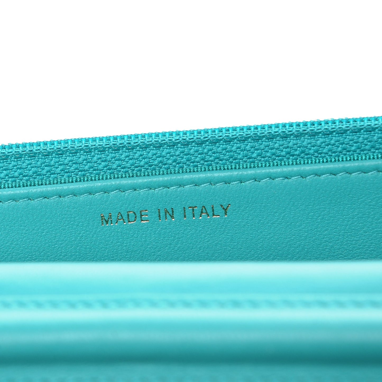 Lambskin Chevron Wallet On Chain WOC Turquoise