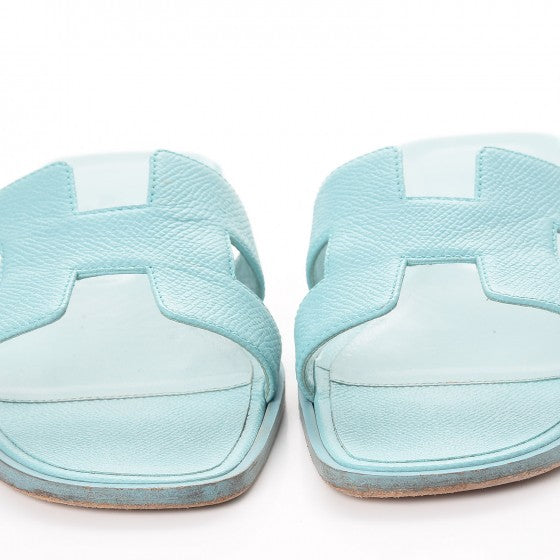 Hermes Epsom Oran Sandals 38.5 Bleu Ciel 11 of 12