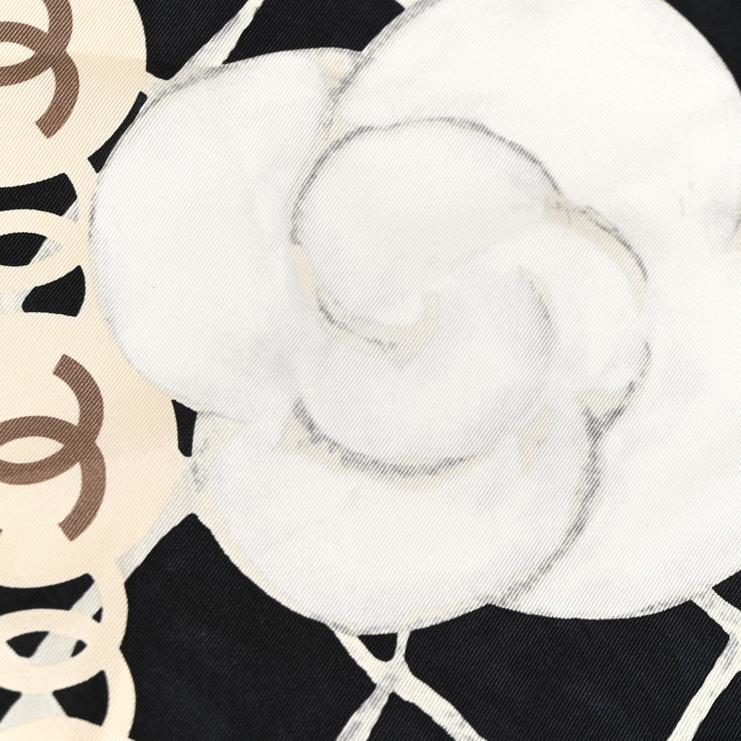 Chanel Silk Camellia CC Square Scarf Black 5 of 10