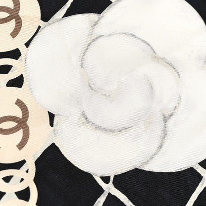 Chanel Silk Camellia CC Square Scarf Black 5 of 10