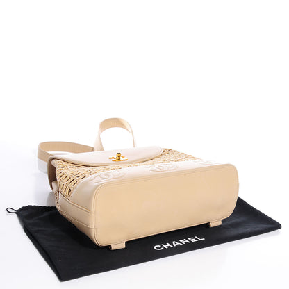 Chanel Lambskin Straw Backpack Beige 4 of 9