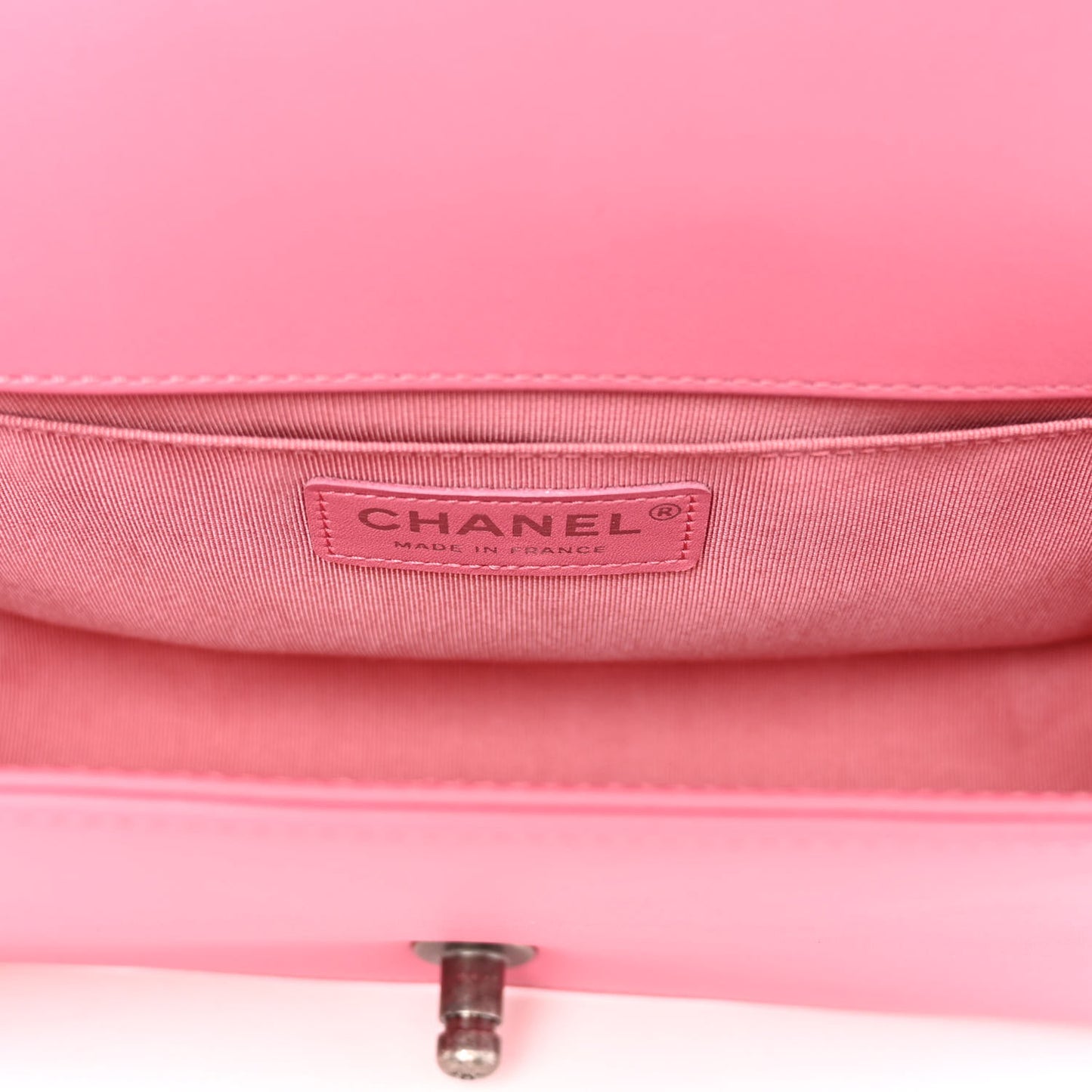Calfskin Chevron Quilted Medium Boy Flap Pink
