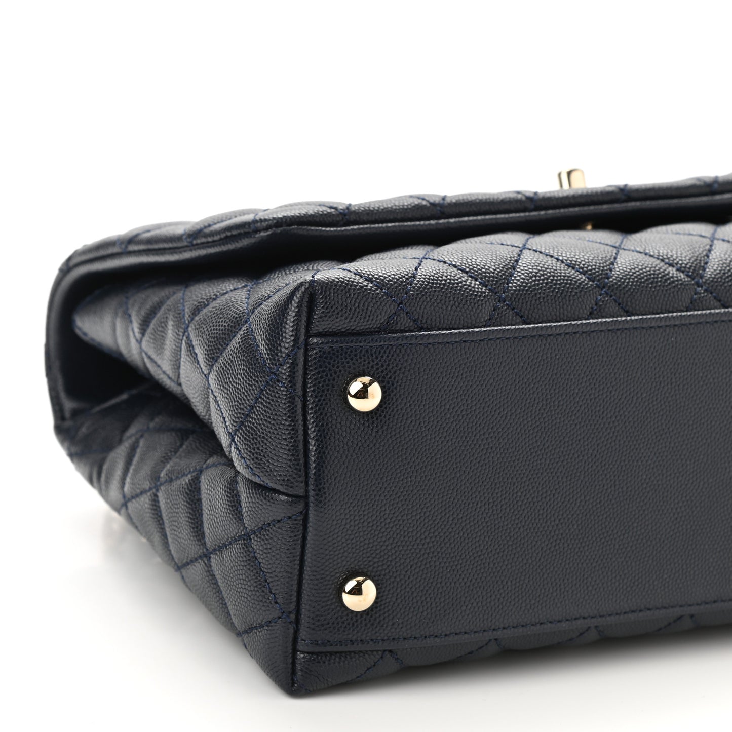 Caviar Lizard Quilted Small Coco Handle Flap Navy Blue