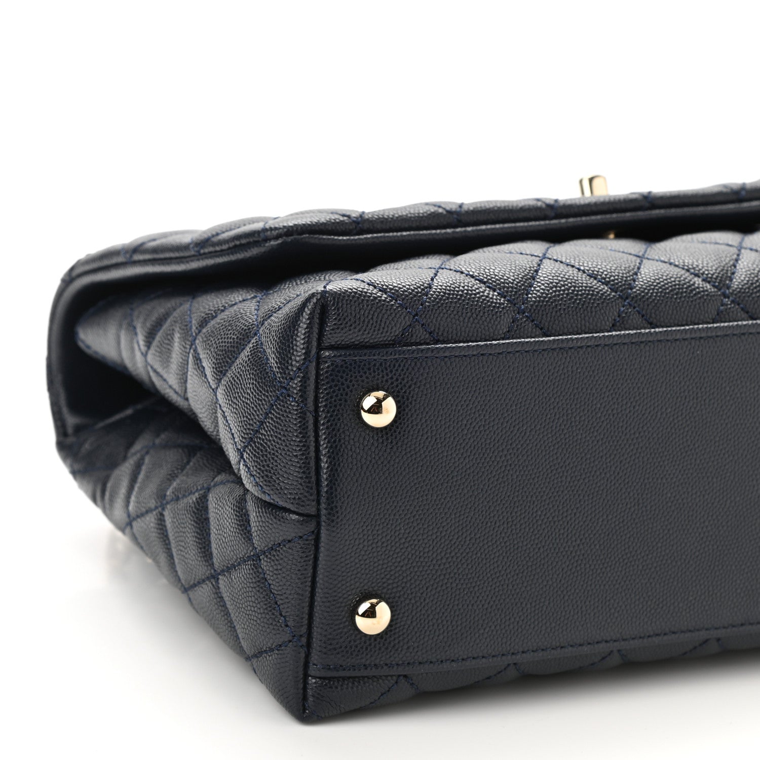 Chanel Caviar Lizard Quilted Small Coco Handle Flap Navy Blue 9 of 10