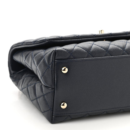 Chanel Caviar Lizard Quilted Small Coco Handle Flap Navy Blue 9 of 10
