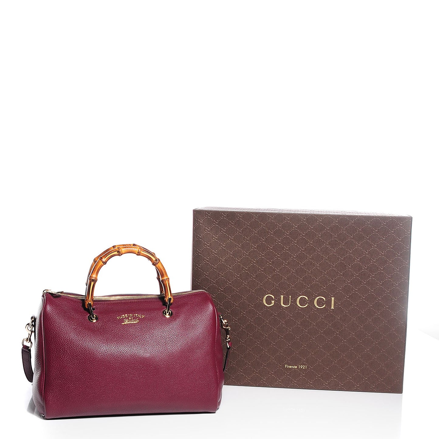 Calfskin Bamboo Medium Shopper Boston Burgundy