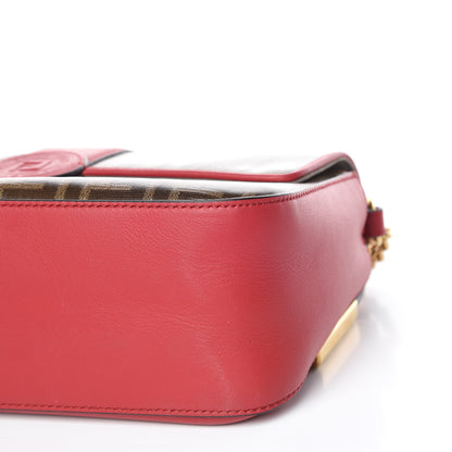 Fendi Vitello Grace Glazed Fabric FF 1974 Double F Shoulder Bag Fragola Mogano Panna 10 of 10