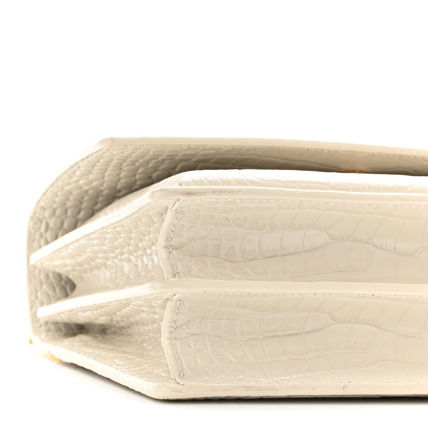 Saint Laurent Calfskin Crocodile Embossed Medium Monogram Sunset Blanc Vintage 7 of 9