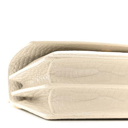 Saint Laurent Calfskin Crocodile Embossed Medium Monogram Sunset Blanc Vintage 7 of 9