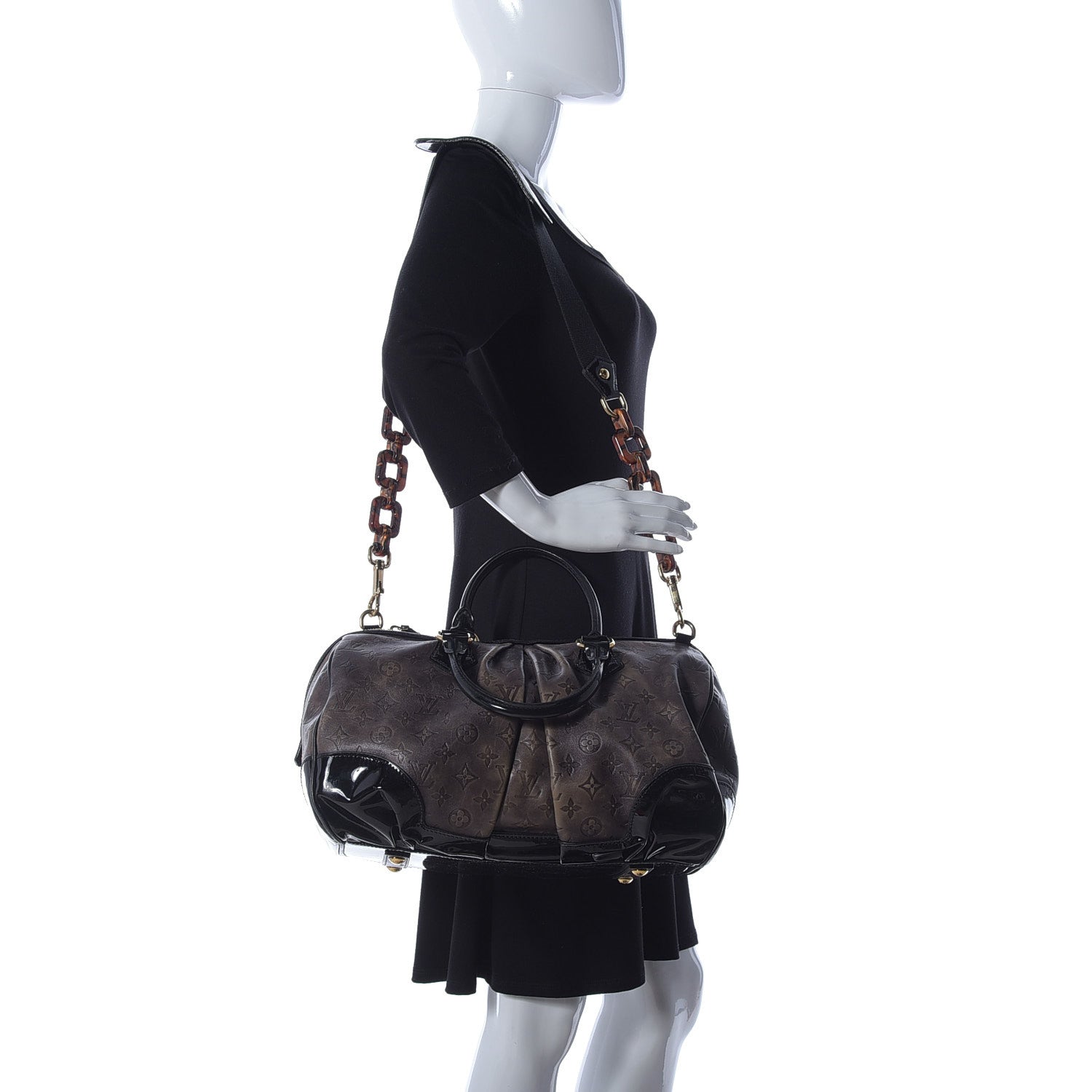 Louis Vuitton Cuir Patent Embossed Monogram Stephen Bag Alizee Grey 2 of 9