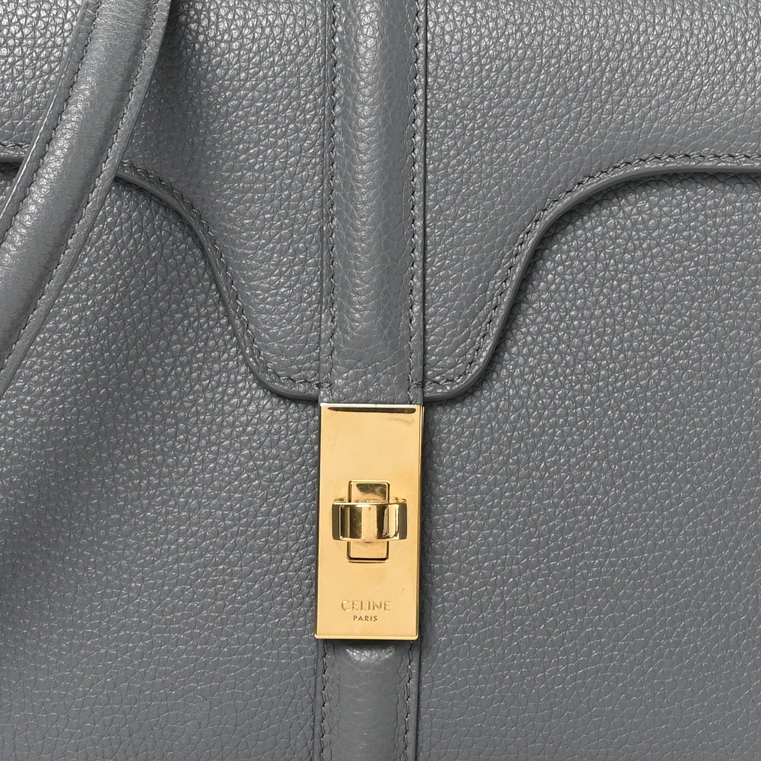 Celine Grained Calfskin Small 16 Top Handle Bag Medium Grey 7 of 9