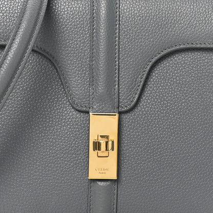 Celine Grained Calfskin Small 16 Top Handle Bag Medium Grey 7 of 9